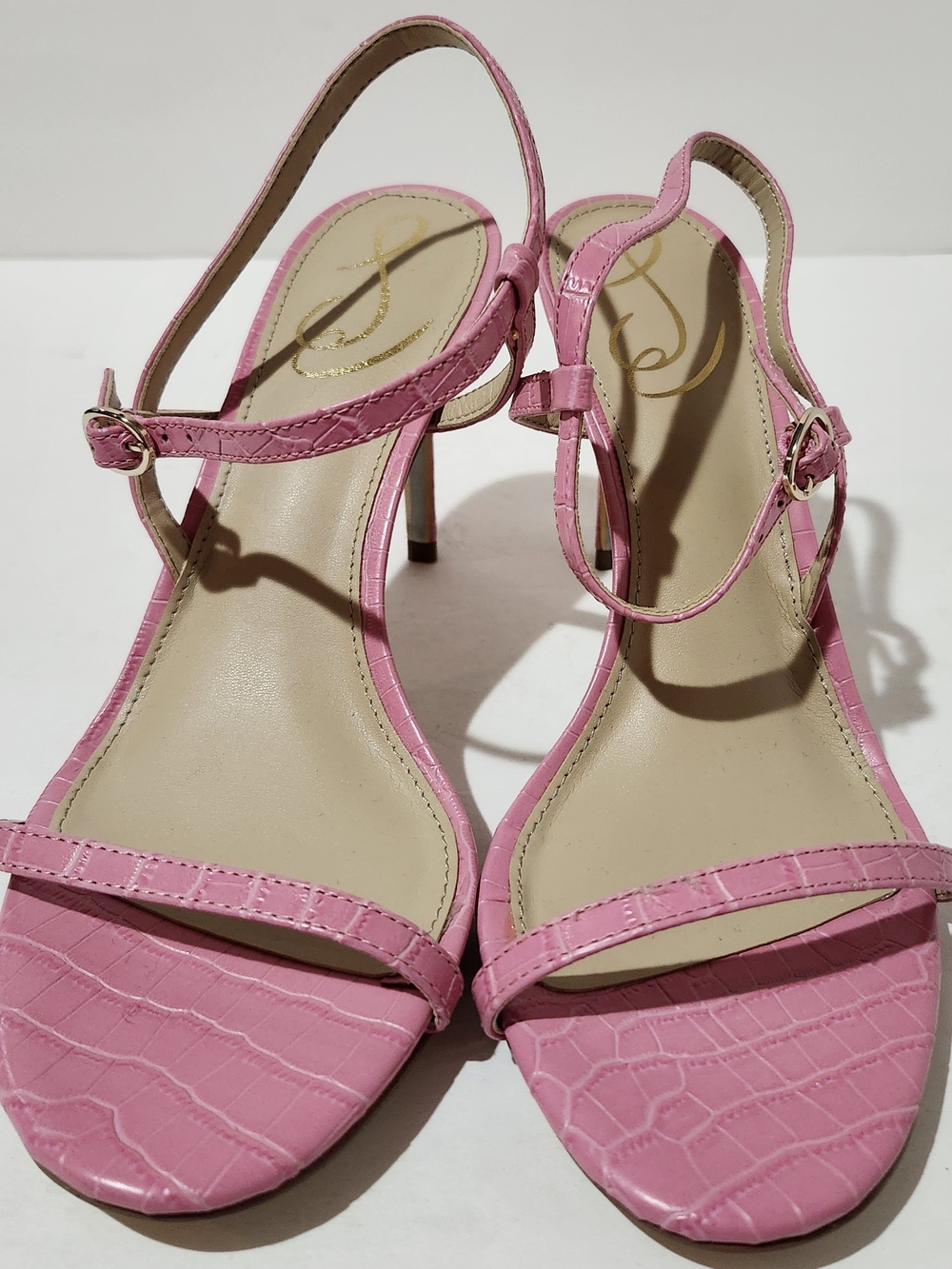 Sam Edelman Women's Pink Crocodile Doran Toe Stiletto Slingback Sandal Size 8